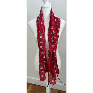 Holiday Traditions Red & Green Christmas Print silk Scarf Hallmark